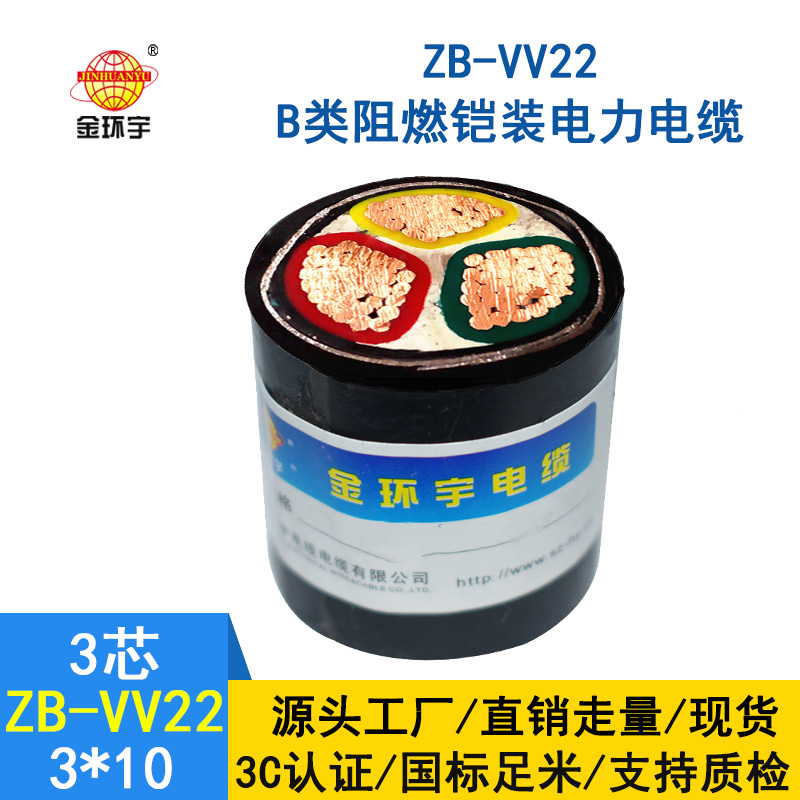 金環(huán)宇 銅芯vv22阻燃鎧裝電力電纜ZB-VV22-3*10平方