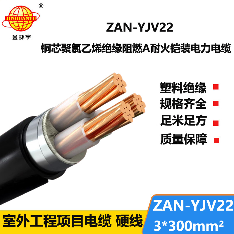 金環(huán)宇 鎧裝阻燃耐火電線電纜ZAN-YJV22-3X300電力電纜yjv22