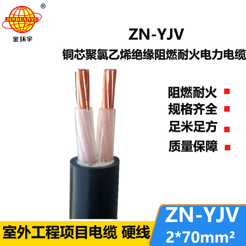 金環(huán)宇電線電纜 yjv二芯電纜ZN-YJV 2X70平方 阻燃耐火電力電纜