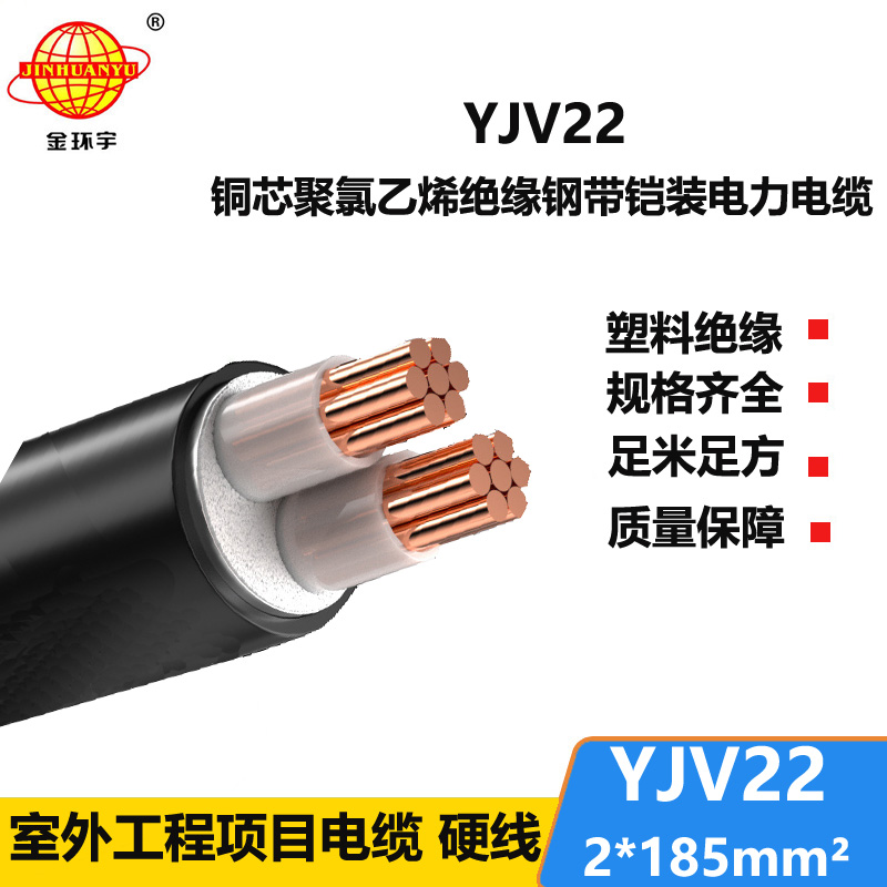 金環(huán)宇電線電纜 低壓銅芯電力電纜 YJV22 2X185平方 鎧裝電纜